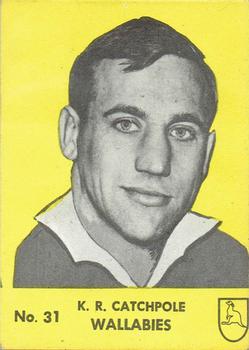 1968 Playtime Rugby Gum Famous Rugby Players - Yellow #31 Ken Catchpole Front